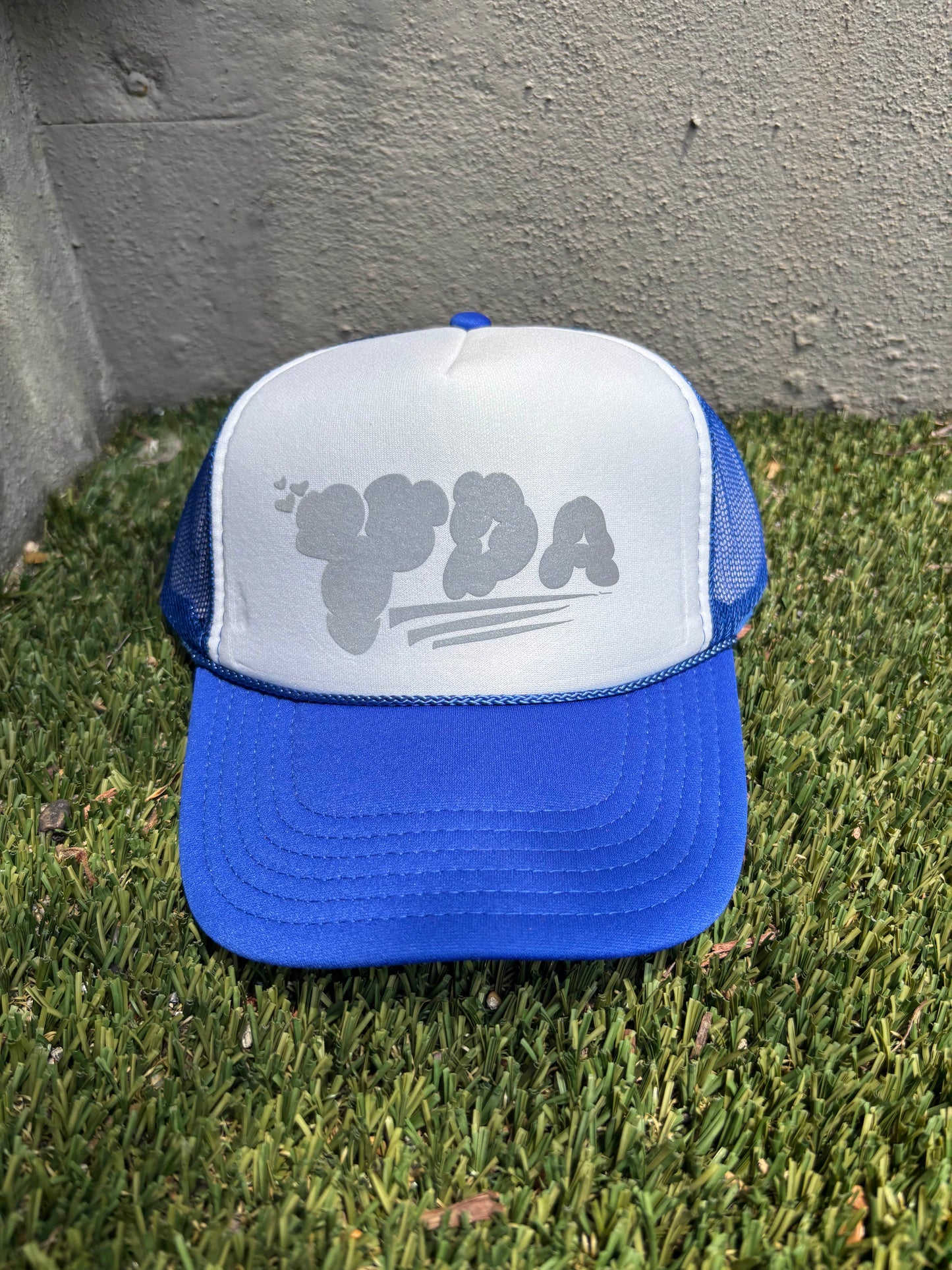 BLUE WHITE REFLECTOR YDA TRUCKER HAT
