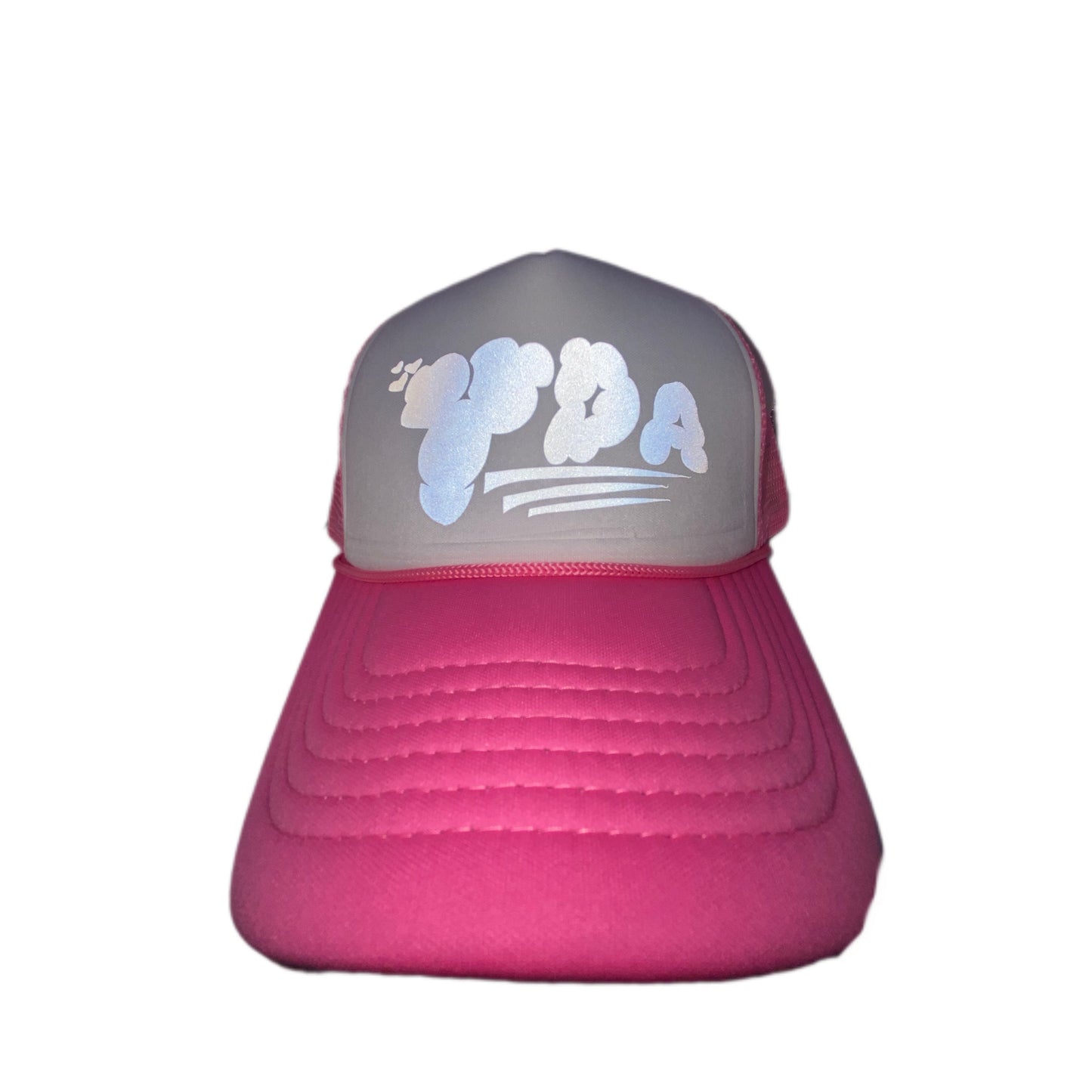 YDA REFLECTIVE HOT PNK WHI TRUCKER HAT