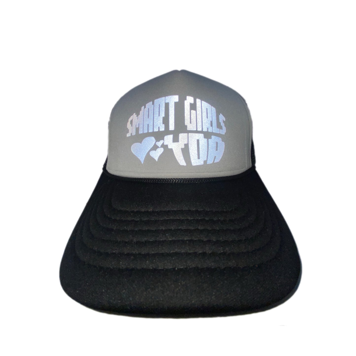 SMART GIRLS LOVE YDA BLK GRY TRUCKER HAT