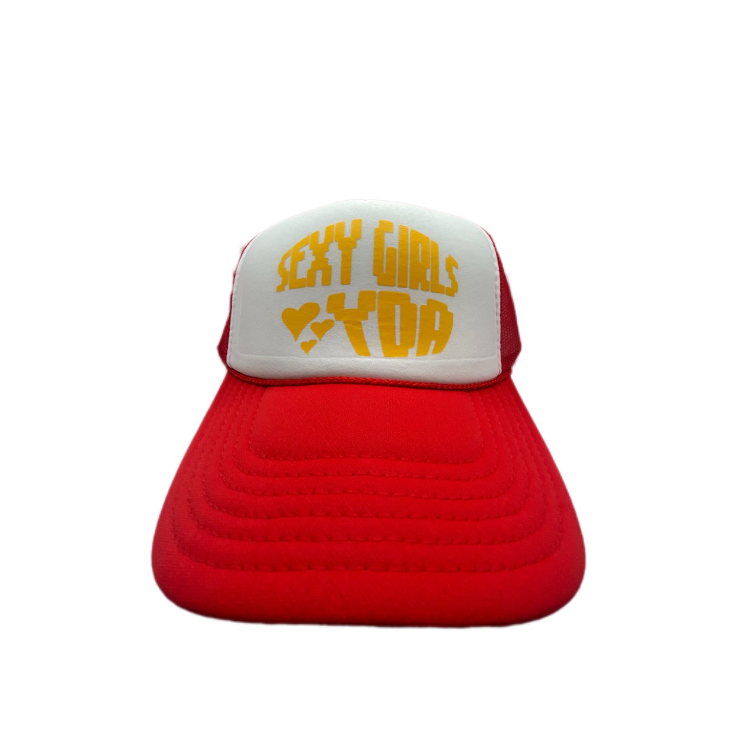RED YLW SEXY GIRLS LOVE YDA TRUCKER HAT