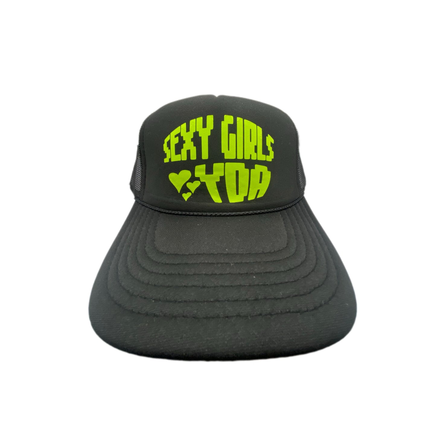 SEXY GIRLS LOVE YDA BLK SLIME GRN TRUCKER HAT