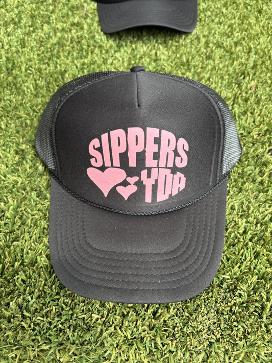 BLACK PINK SIPPERS LOVE YDA TRUCKER HAT