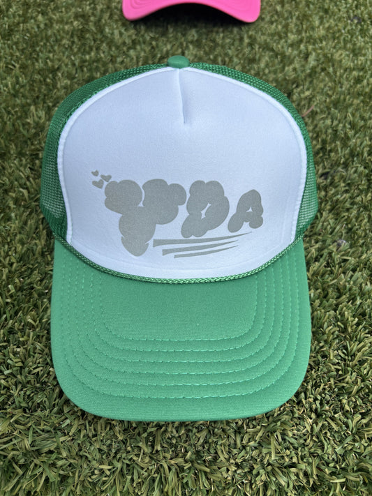 GREEN WHITE REFLECTIVE YDA TRUCKER HAT