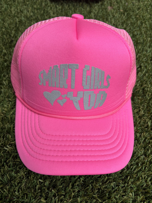 PINK REFLECTIVE SMART GIRLS LOVE YDA TRUCKER HAT