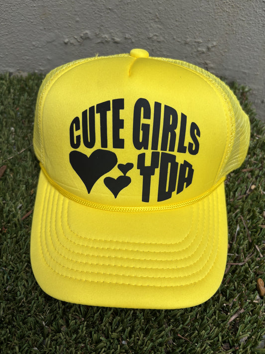 YELLOW CUTE GIRLS LOVE YDA TRUCKER HAT