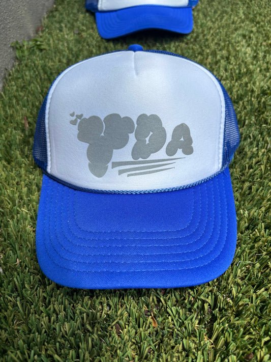 BLUE WHITE REFLECTOR YDA TRUCKER HAT