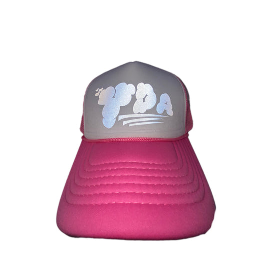 YDA REFLECTIVE HOT PNK WHI TRUCKER HAT